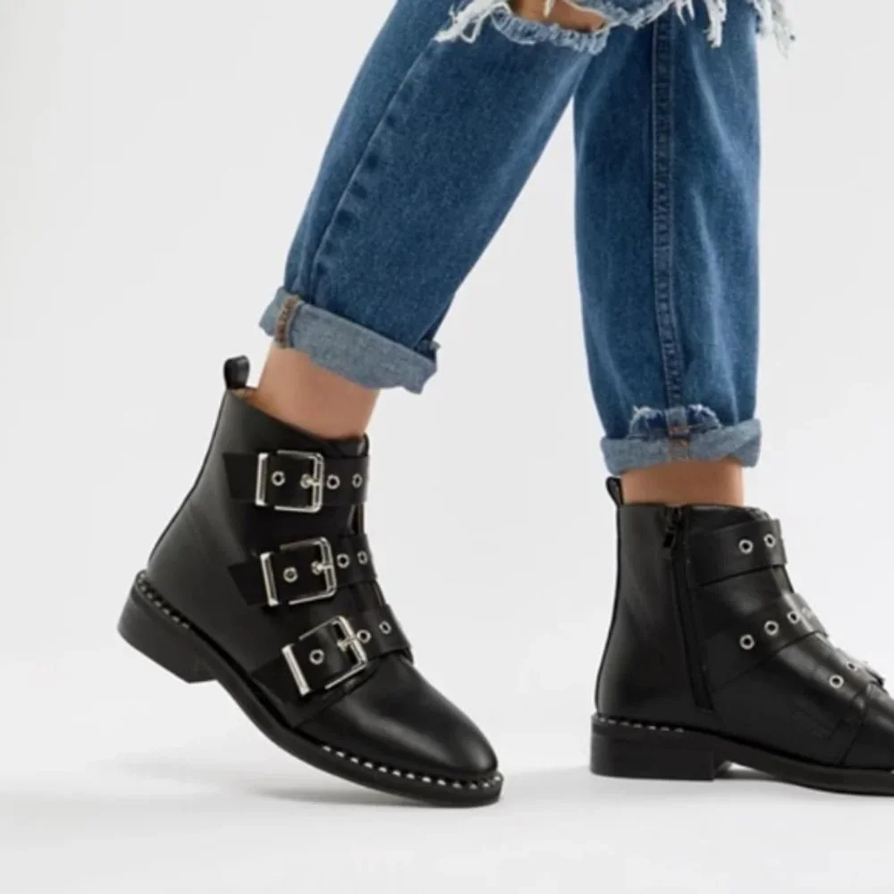 Asos Raid Jack Studded Buckle Ankle Boots - Picture 1 of 16